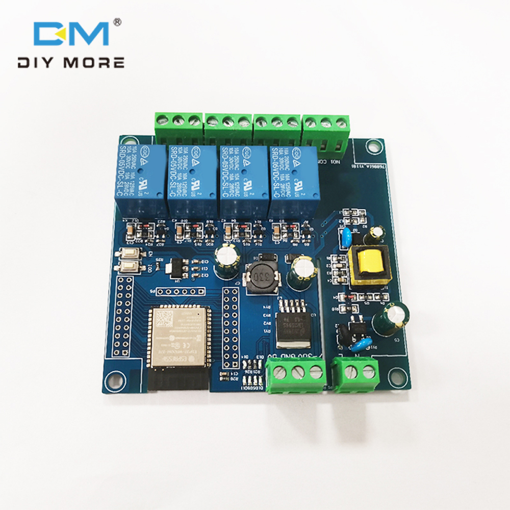 diymore [Chính Hãng 100%]  Bảng Phát Triển ESP32-WROOM Mô-đun Rơ Le Bốn Chiều ESP32 Mô-đun WiFi & BLE Nguồn Điện AC220V/DC5-30V Công Suất Lớn 4M Byte Flash Cho ESP32