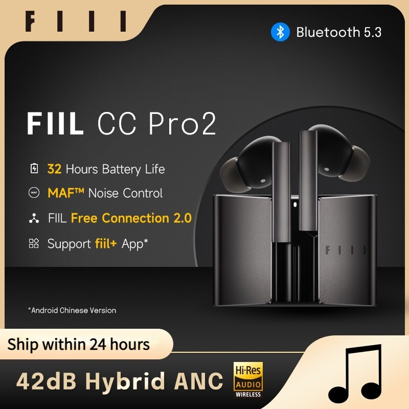 Original FIIL CC Pro2 Bluetooth TWS Wireless Earbuds 42dB ANC