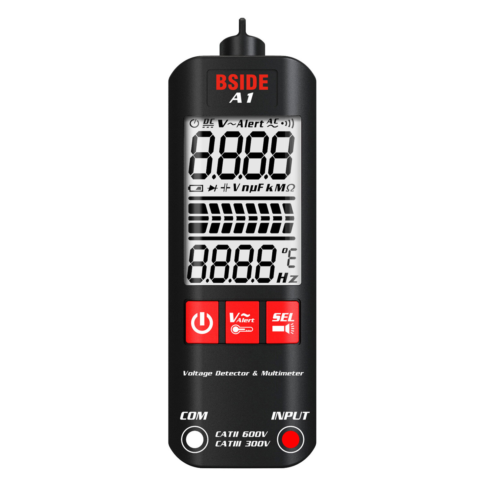 KKmoon Đồng Hồ Vạn Năng Mini BSIDE A1 Máy Kiểm Tra Kỹ Thuật Số LCD Máy Dò Điện Áp 2000 Đếm Điện Áp DC/AC Điện Trở Tần Số NCV Liên Tục Kiểm Tra Dây Trung Tính Máy Đo RMS Thực