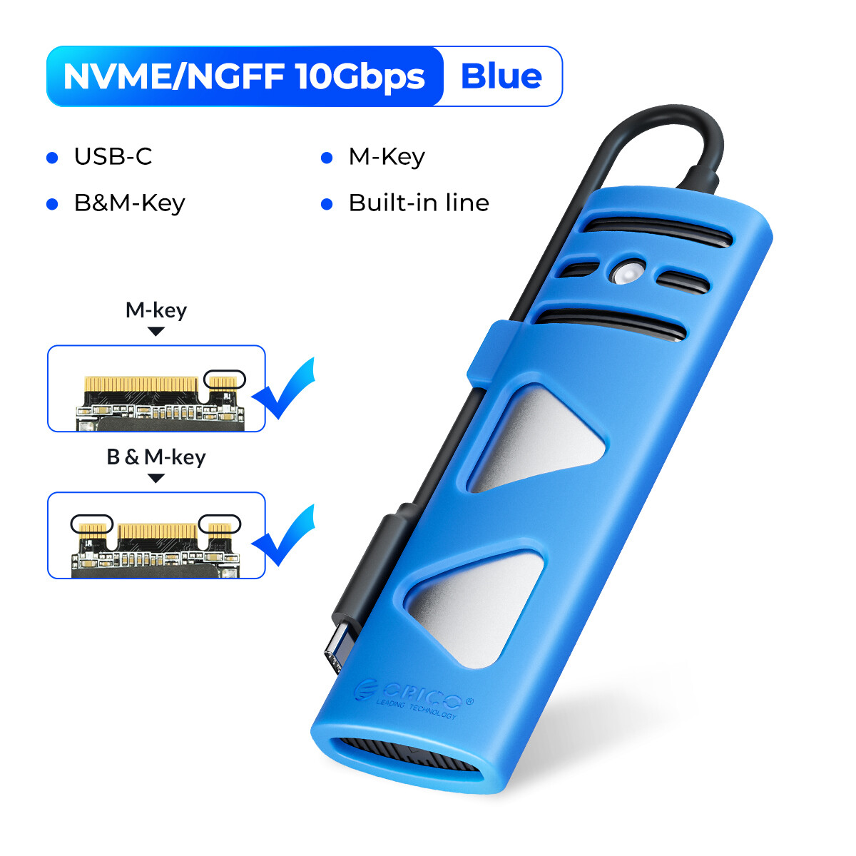 Orico m.2 nvme sata ssd case enclosure 10gbps usb 3.2 gen2 usb c external enclosure supports m and m&b keys and size 2230 /2242 /2260 /2280 ssd