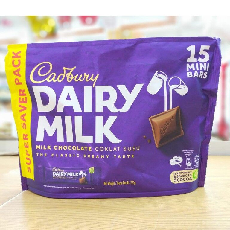 CADBURY DAIRY MILK 15 MINI BARS (15PCS X 15G)225G | Lazada