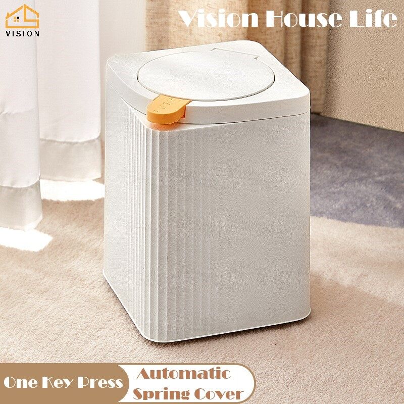 Vision Thùng Rác Ép Nhật Bản Thùng Rác Dày Hai Lớp Thùng Rác Phân Loại Gia Dụng Có Nắp Đậy Thùng Rác Để Bàn Giỏ Đựng Giấy Vệ Sinh