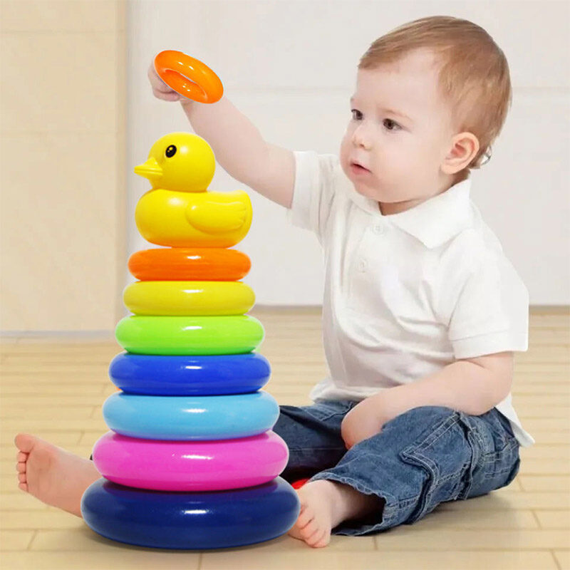 IQANGEL Bé Câu Đố Phát Triển Trí Thông Minh Cầu Vồng Tháp Bẫy Xếp Chồng Vui Vẻ Sớm Giáo Dục 0-1-2 Năm Tuổi Bé Cốc Đồ Chơi