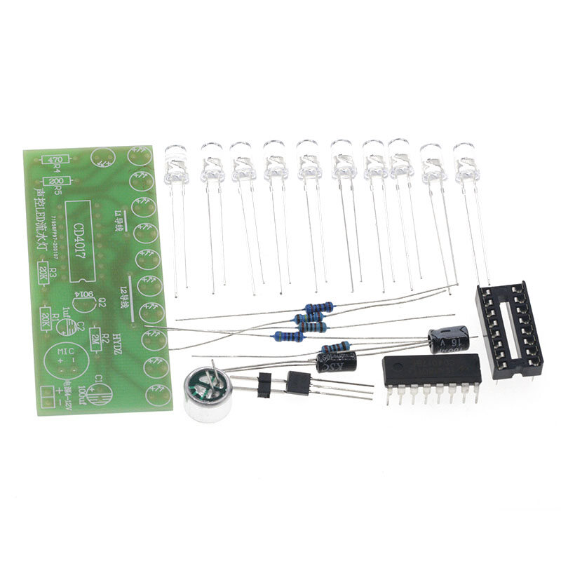 Bộ Đèn Nước LED Kích Hoạt Bằng Giọng Nói Bộ Dụng Cụ Điện Tử Tự Làm Huấn Luyện Dạy Học Sản Xuất Điện Tử Vui Nhộn Điều Khiển Đèn Lồng CD4017
