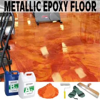 Orange Color Metallic Clear Epoxy Resin For Flooring Floor Coating