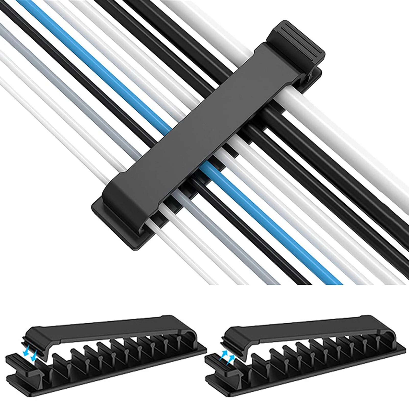 Laca Cable Organizers Self Adhesive Wall Mounted Saving Space Cable Manage Multipurpose Wire Clamps for Home