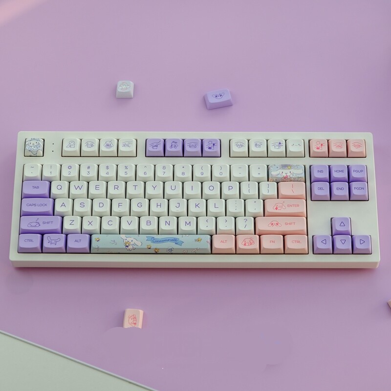 Cute Cinnamon keycap Lavender key cap 144 Keys XDA Profile PBT Sublimation Keycaps For Cherry MX Switch Mechanical Keyboard RK61/Anne Pro 2/GK61