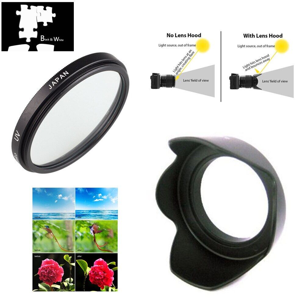 SK27 55mm Diameter Camera Lens Bundle Kit Lens Hood Cap UV Filter Brush Set For Sony FDR-AXP55 FDR-AX55 FDR-AX53 FDR-AX40 Camcorder
