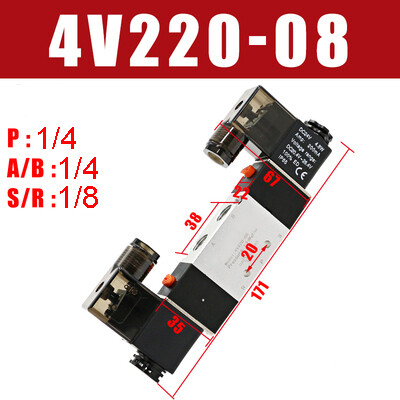 4v220-08 solenoid valve 220v pneumatic air 5 way 2 position 1/4" 1/8" exhaust coil aluminum electric dc 24v 12v 110v