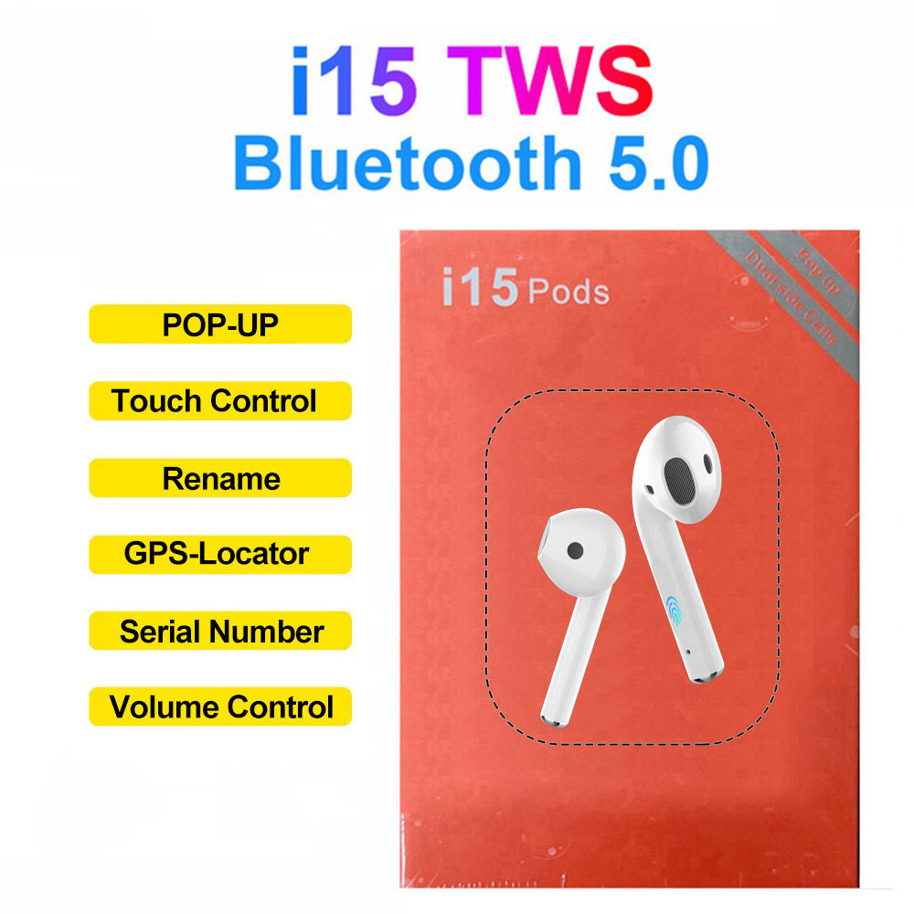 Original i15 TWS Bluetooth 5.0 Headset Wireless Earphone Mini Earbuds for Android Xiaomi SAMS0NG PK i7 i9 i11 i16 i20 i12