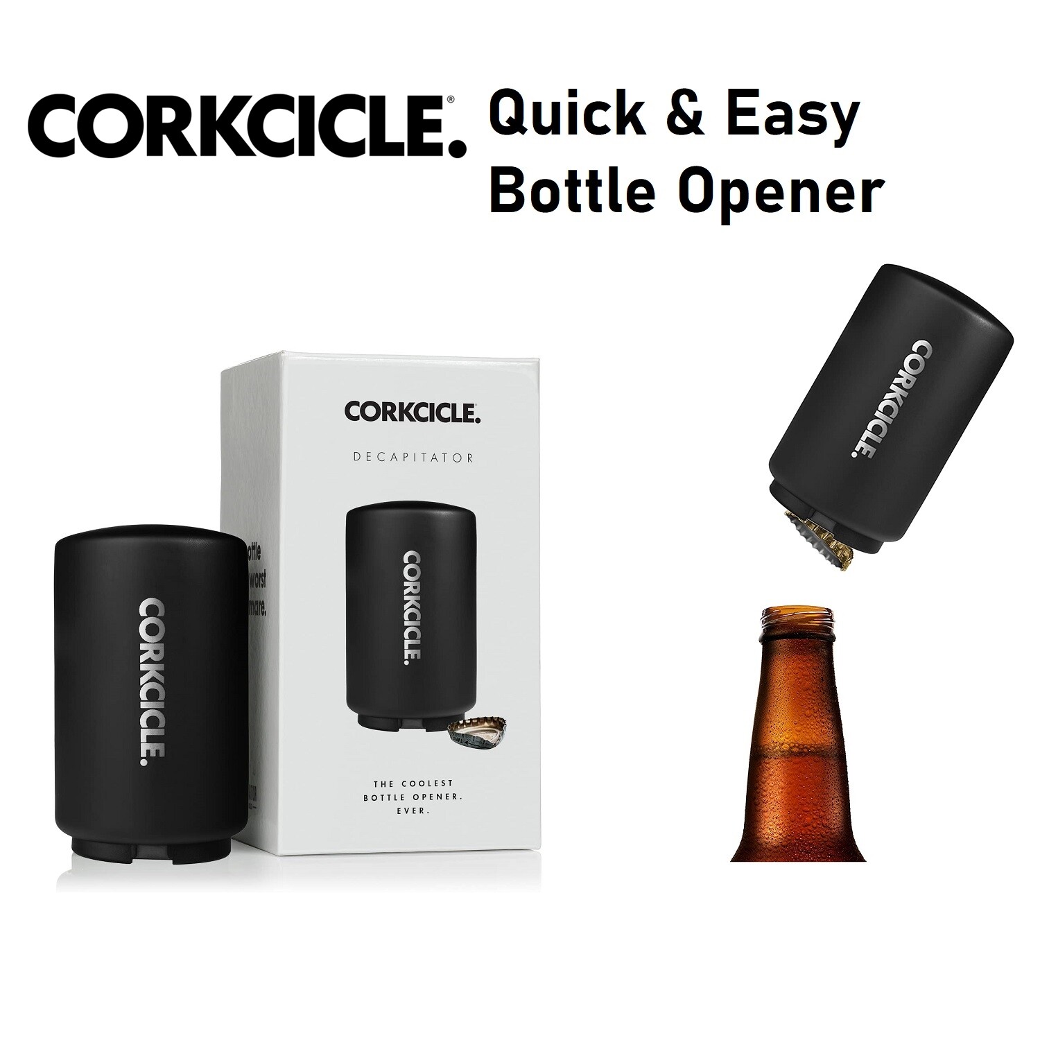 Corkcicle Quick and Easy Bottle Cap Opener Decapitator Vic
