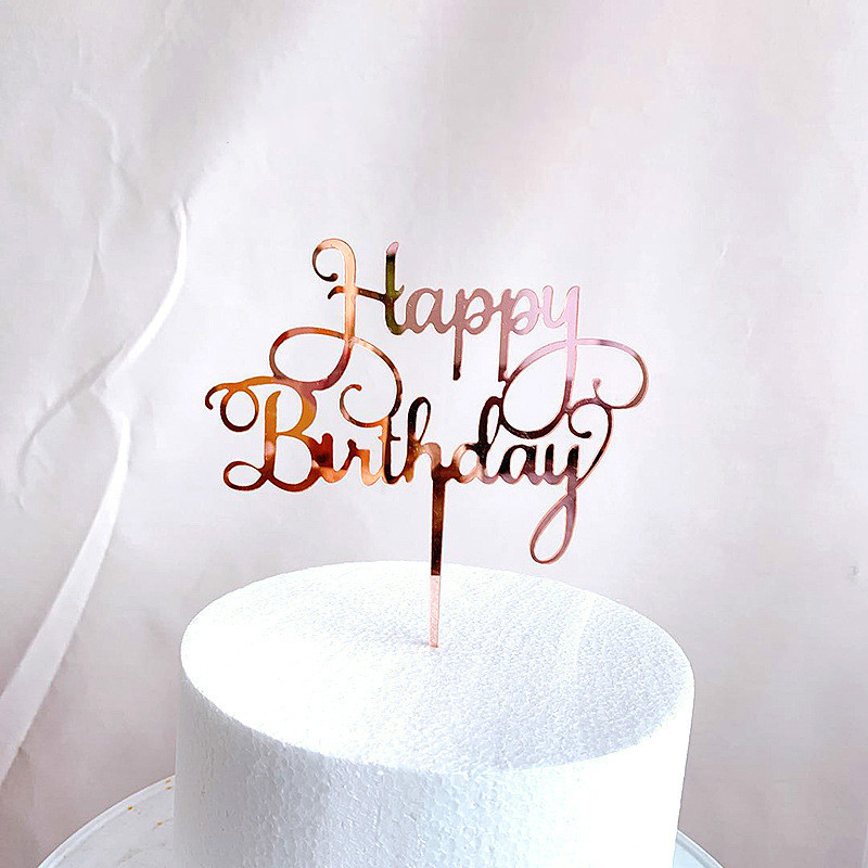 RHS Online Acrylic Happy Birthday Cake Topper Rose Gold Kids Birthday ...