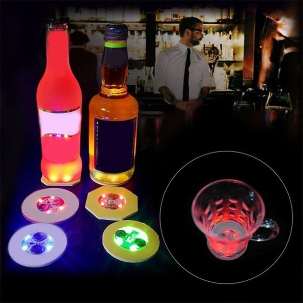 Nightclub Party LED Flashing Coaster,Mini Glow Coaster with LED Bottle Lights