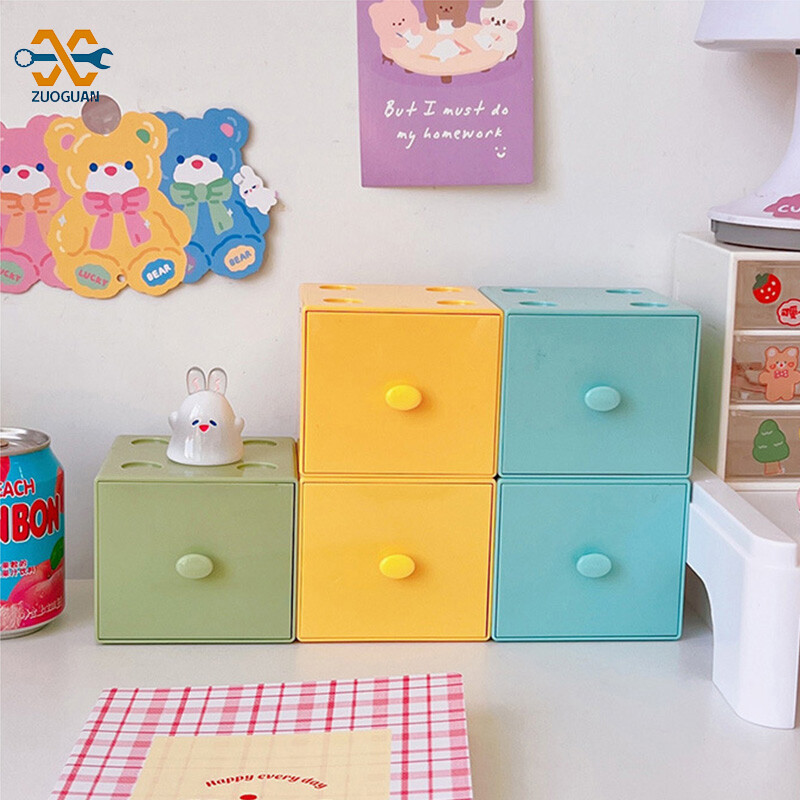 ZUOGUAN Desktop candy-colored macaron square storage box free combination building block storage box cosmetic jewelry storage box