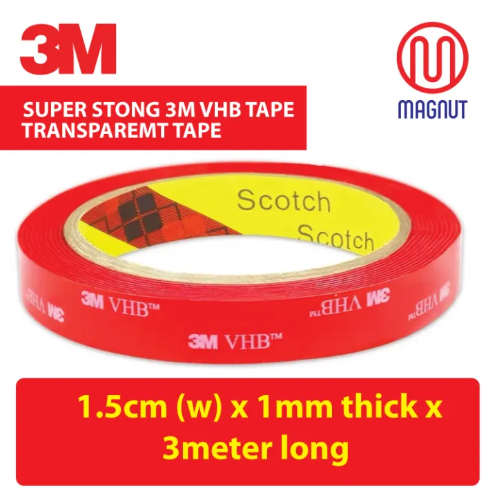 15mm X 3meter 3m Vhb Transparent Tape 3m Double Sided Tape 3meter Long High Temp Transparent Acrylic Foam Tape Acrylic Tape Car Vehicle Tape Waterproof Outdoor Heavy Duty Lazada