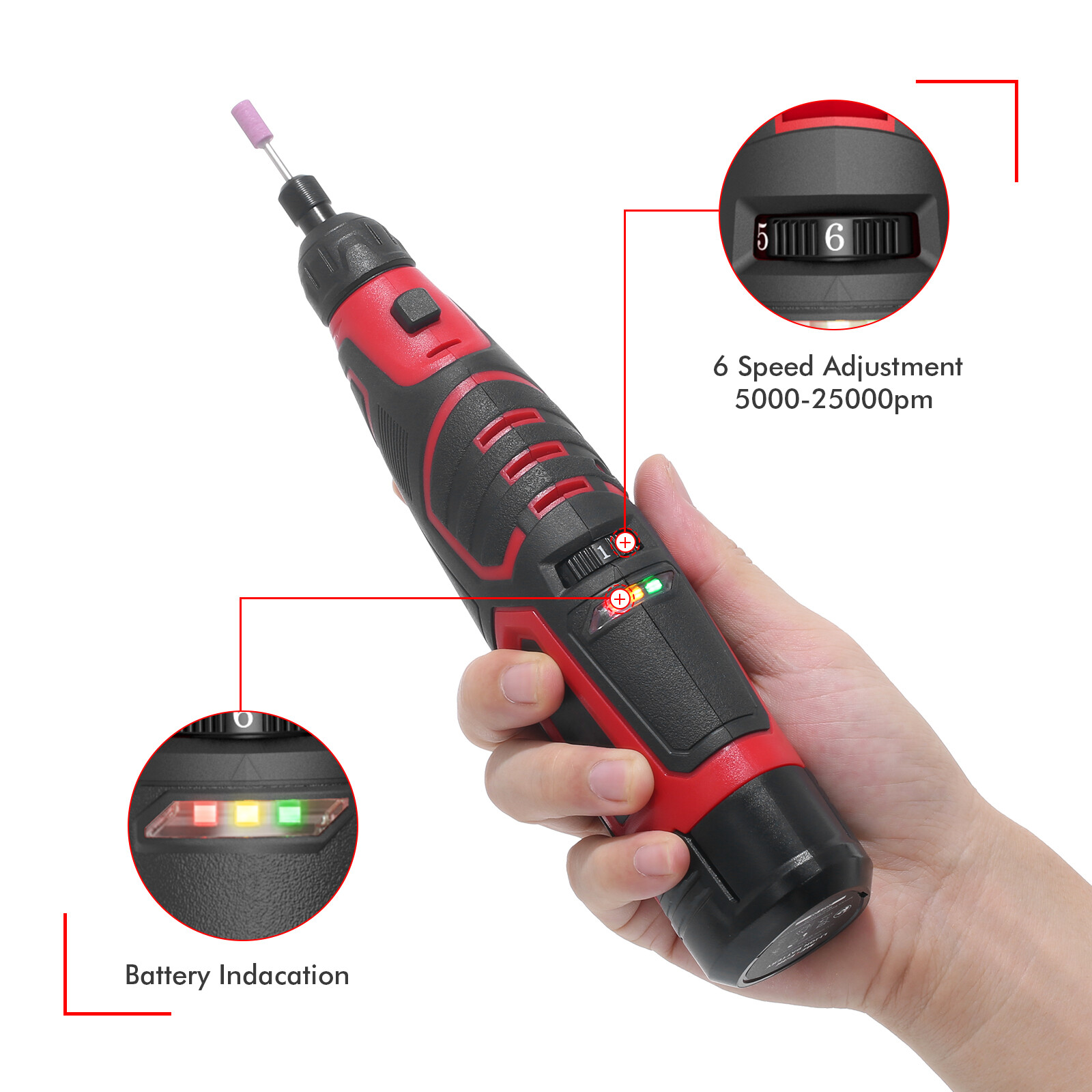 Meterk 12V Cordless Rotary Tool Kit with 2.0Ah Li-ion Battery
