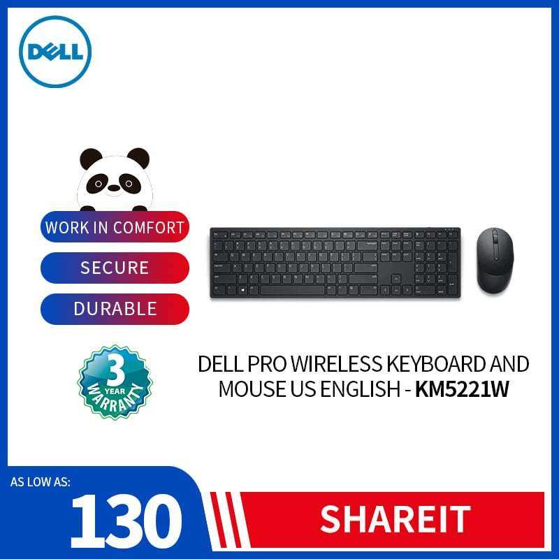 Dell Pro Wireless Keyboard and Mouse US English - KM5221W for Home Student SME Business Office Use Malaysia