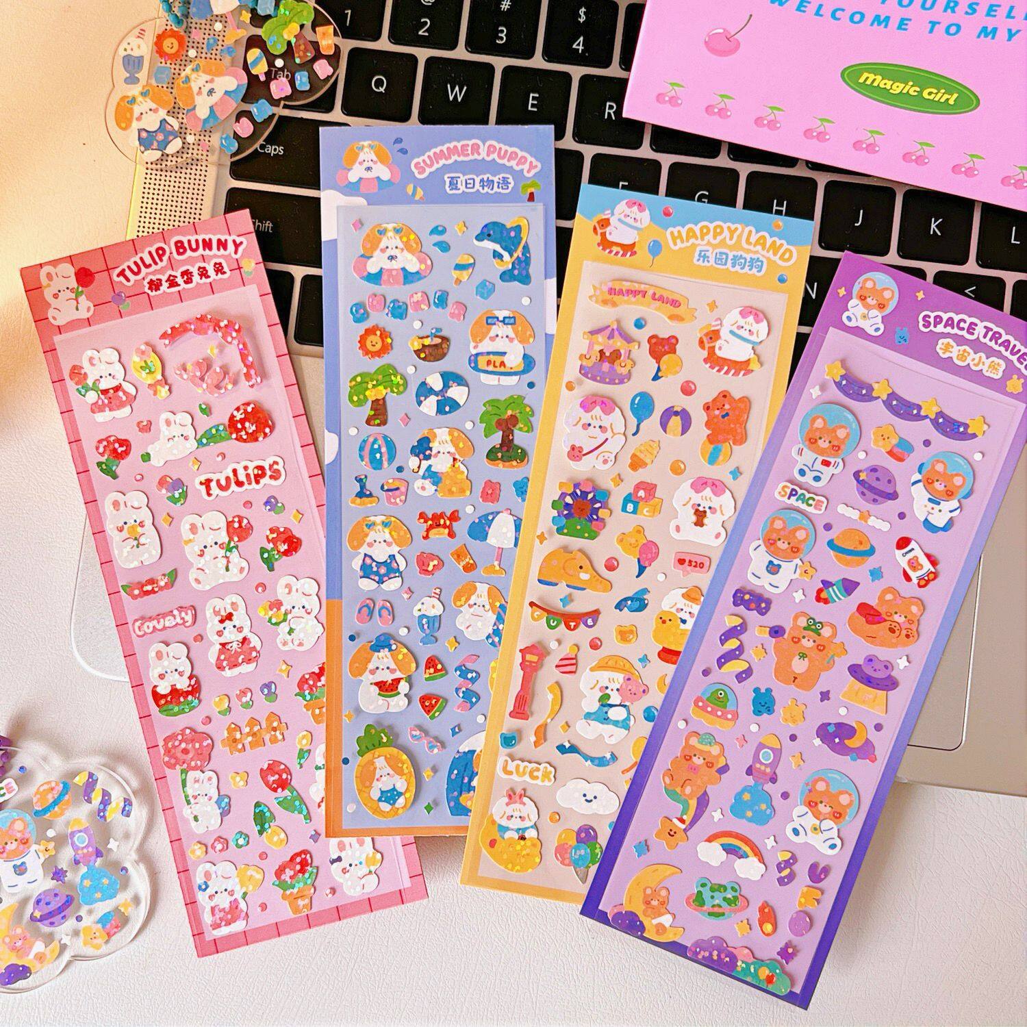 Sticker Trang Trí Hình Gấu Thỏ Dễ Thương Siêu Lạ