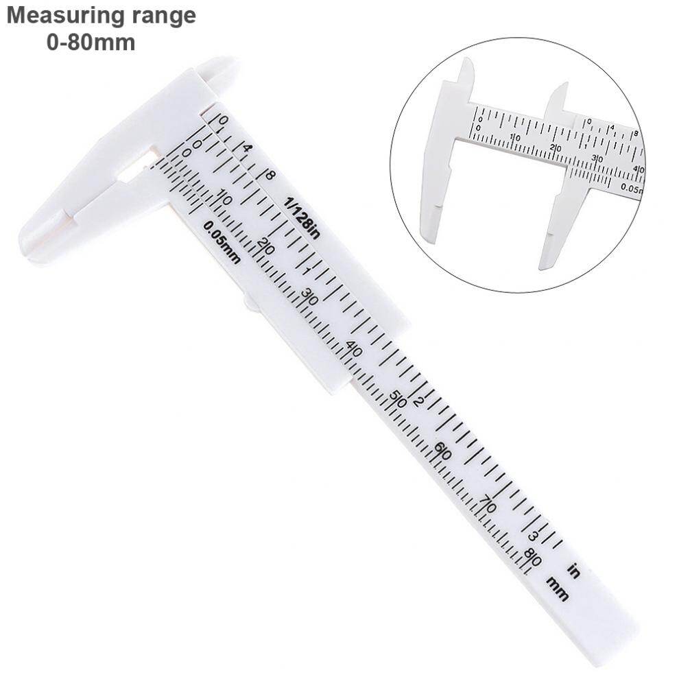 Thước Cặp Vecnê Nhựa Màu Trắng Tỷ Lệ Kép 0-80Mm Cho Sinh Viên/Thước Đo Cổ