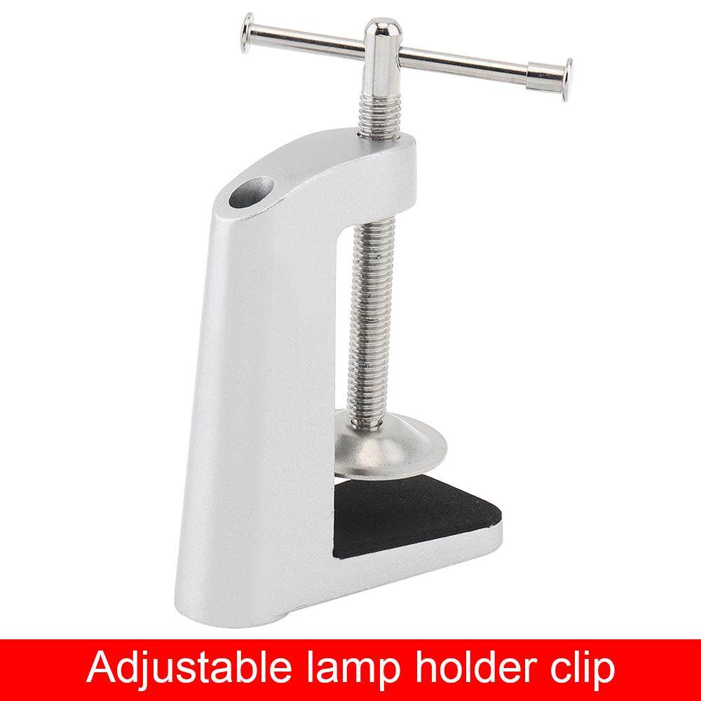 Silver Aluminum Alloy Adjule Desk Lamp Fixed Base Clamp Holder Clip With Stainless Steel Swing Arm For Diy Universal Hose Table