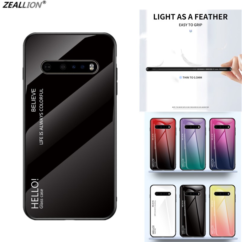 Zeallion for [LG G8 Thin Q G9 V60] Gradient Tempered Glass Back Cover Protective Phone Case