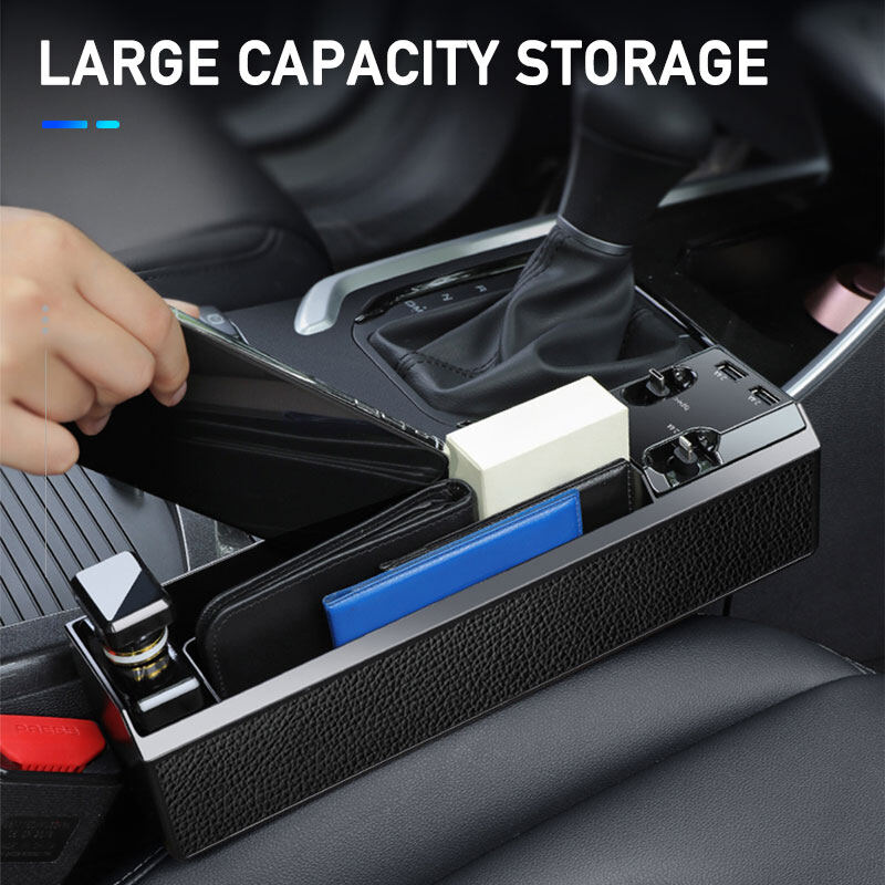 Car Seat Gap Storage Box with USB Port Phone Charge Wire