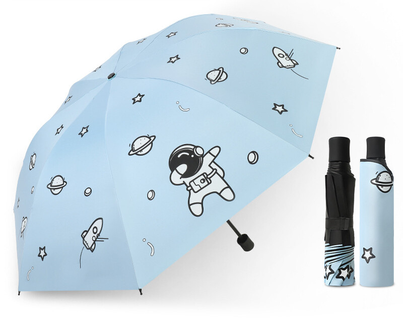 Fully Automatic Umbrella Rainy and Sunny Dual-use Cartoon Folding Black Glue Sunscreen Sunshade Student Male and Female Large Umbrella