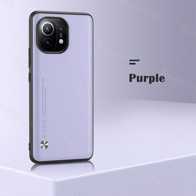 Jingsanc For Xiaomi Mi 11 Lite/Mi 11 Lite 5G/Mi 11 Lite 5G NE Phone Case Luxury Leather Plain Skin Matte Shockproof Silicone Bumper Casing Soft TPU Business Back Cover