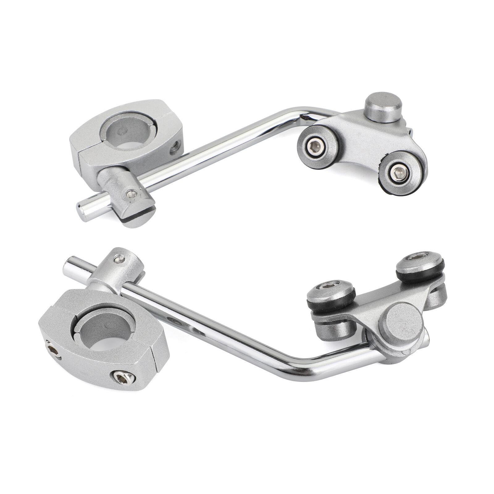 Areyourshop Universal Motorcycle Windscreen Bracket 7/8  22mm Standard Handlebar Windshield Mount Clamp Silver