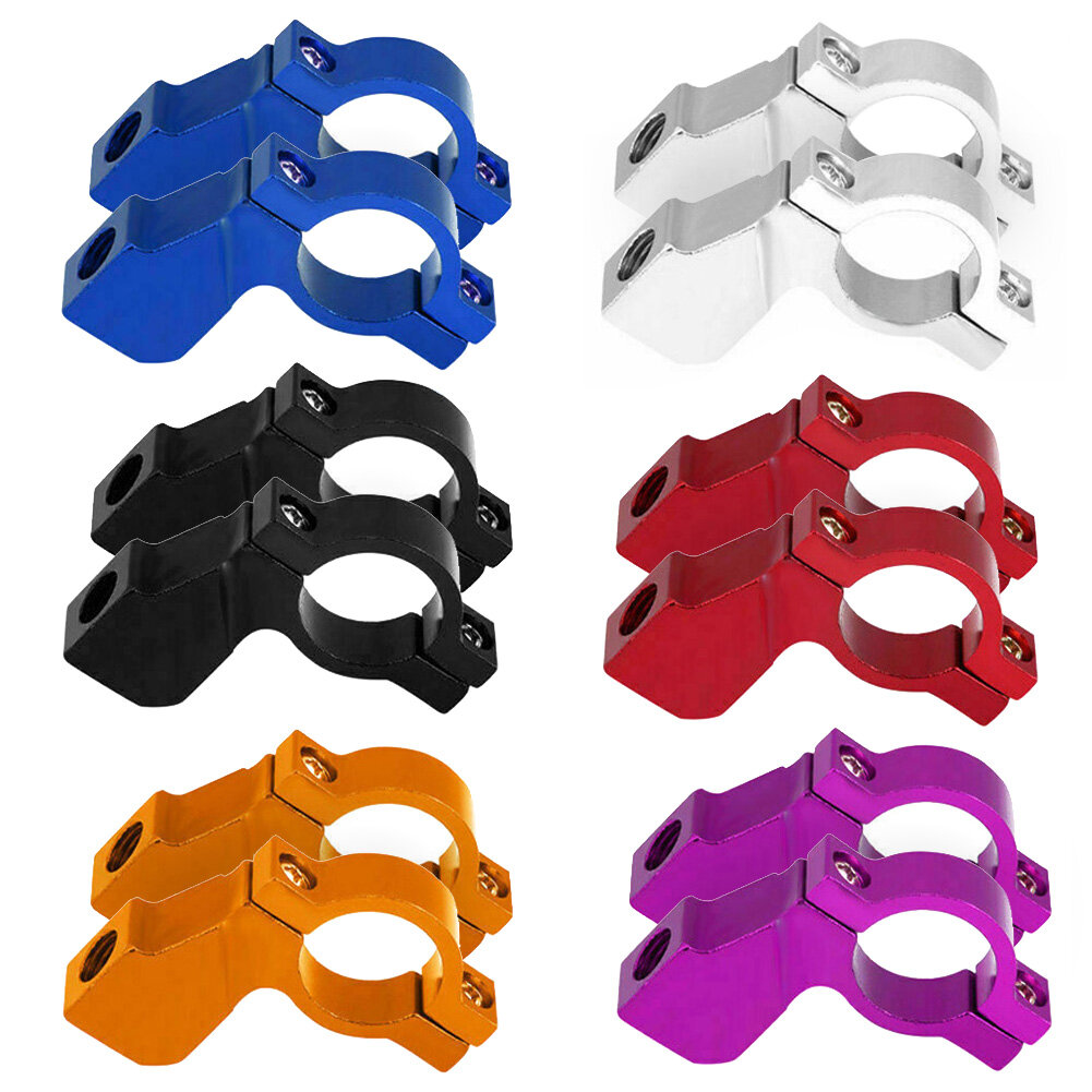 1 Pair 22mm 7/8 Handlebar Motorcycle ATV Rear View Mirror Bracket Mount Adapter Holder Clamp Screw CNC