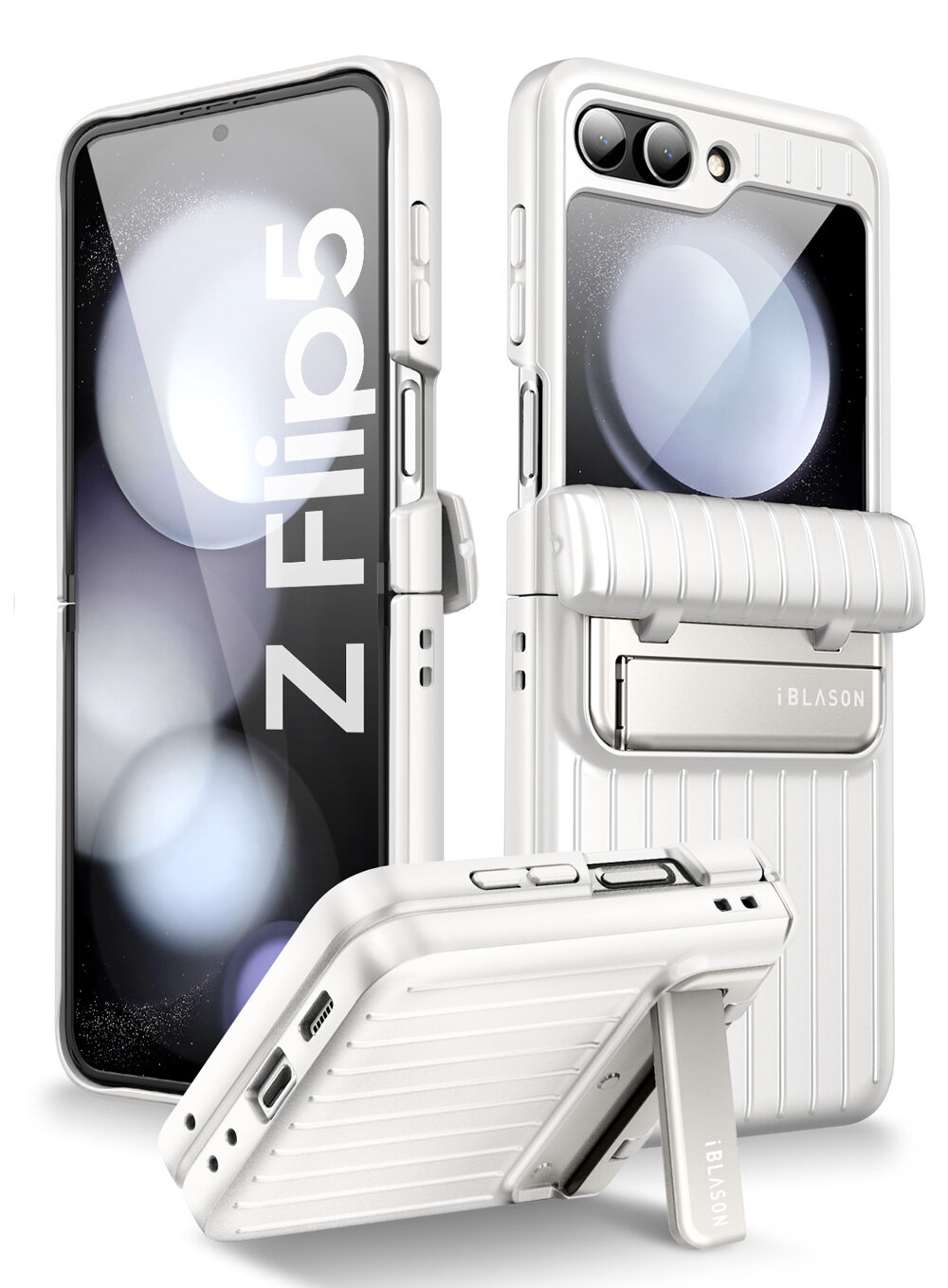 I-Blason Journey Series for Samsung Galaxy Z Flip 5 Case with Built in Screen Protector Kickstand Full Body Rugged Case for Z Flip 5 with Auto Rotate Hinge Protection