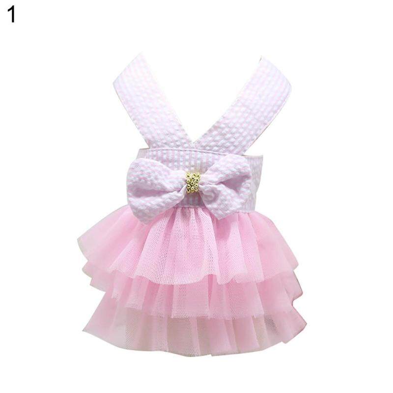 Huanhuang®Pet Tutu Dog Thời Trang Sọc Dây Đai Vải Tuyn Váy Mùa Hè Puppy Quần Áo 1 #