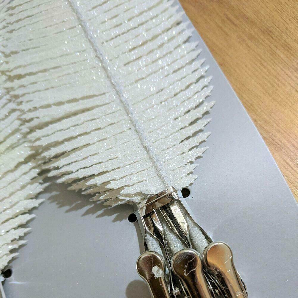 【Dizoey】 6Pcs Decorative Tree Feather Leaf with Clip Gold Silver Shiny Leaf Decoration