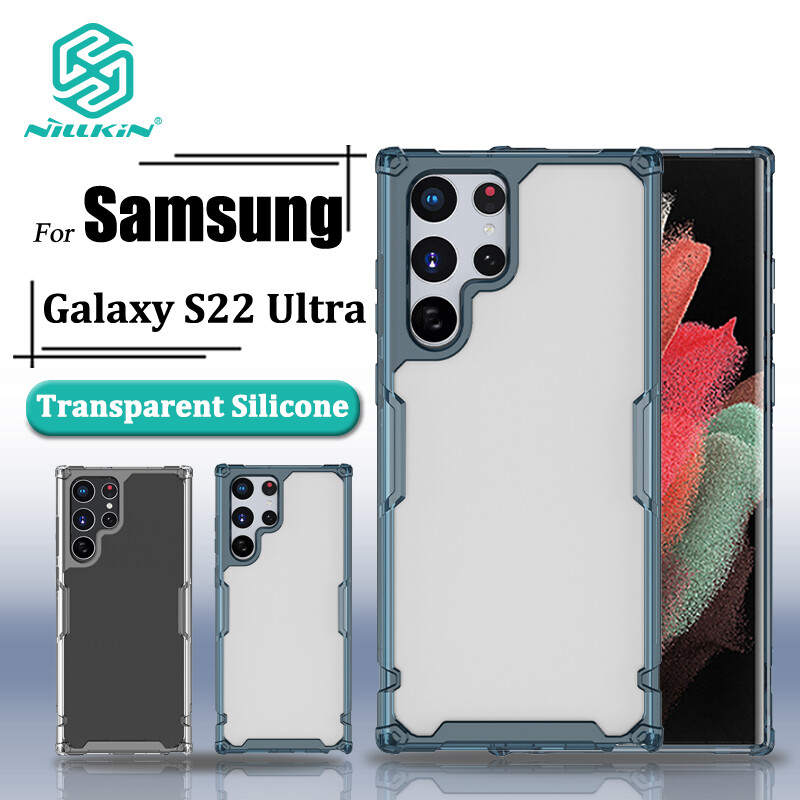 Nillkin Luxury Soft Silicone Case for Samsung Galaxy S22 Ultra Phone Cases Transparent TPU + PC Silicone Clear Shockproof Back Cover