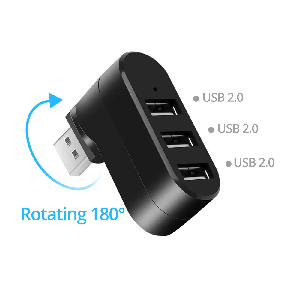 Fonken usb hub 3.0 adapter rotating high speed u disk reader distributor 3 ports usb 2.0 suitable for computer pc notebook computer mac mini accessories