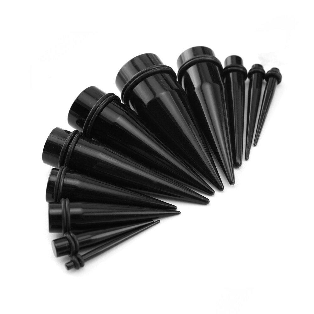 1 Cặp Nút Tai Hình Nón 2.5-20MM Bộ Khuyên Nong Tai Bằng Nhựa Acrylic Màu Đen Với Vòng Đeo Tai Punk Kiểu Đeo Tai Xỏ Lỗ Đồ Căng Lỗ Tai Khuyên Xỏ Trụ Phụ Nữ Đàn Ông Đồ Trang Sức Khuyên Xỏ