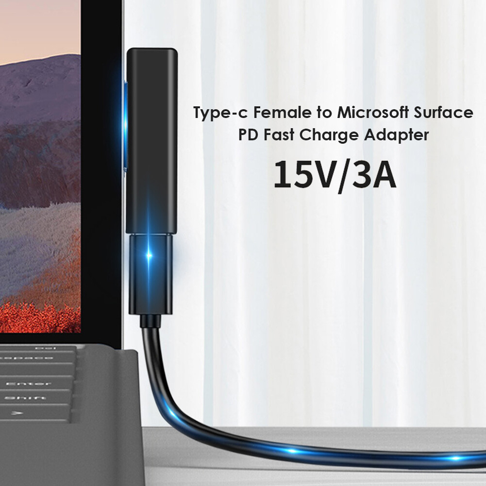 Charging Power Adapter Type C Power Adapter USB C Type Female PD Connector for Surface Pro 3 4 5 6