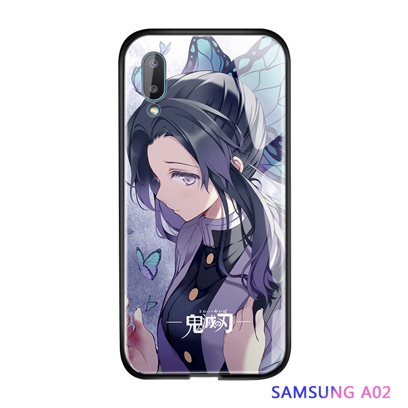 UCUC Case For Samsung Galaxy A02 Casing Samsung Galaxy M02 Shockproof Anime Women Demon Slayer Phone Case Kimetsu no Yaiba Tanjirou Nezuko Glossy Tempered Glass Casing Cover