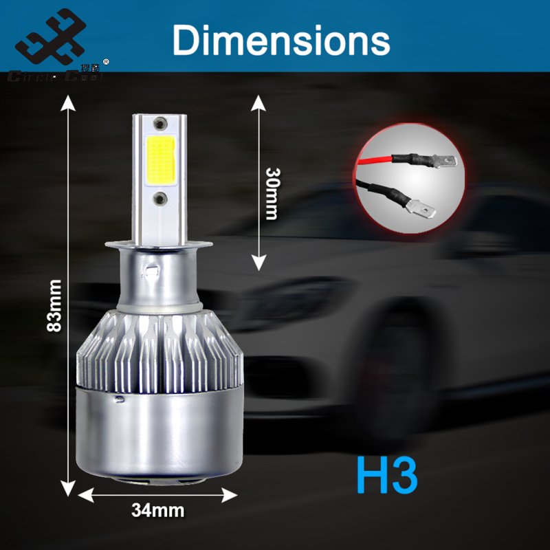 Circle Cool 1PC Universal High Power Auto Bulbs C6 Car LED Headlights - 6000K - White Light