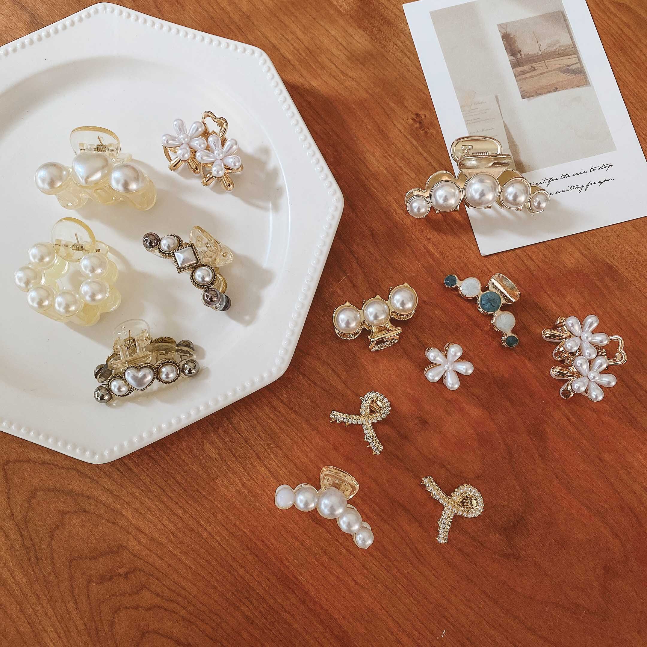 2 Pcs Set Hairpin Small Pearls Hair Grab Clip Fashion Hair Accessories