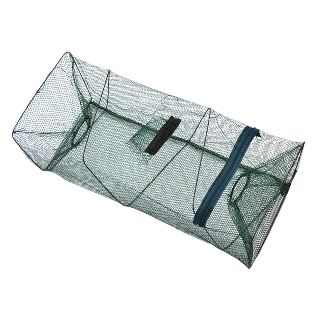 Foldable Strengthen Nylon Mesh Crab Shrimp Fishing Net with Zipper Frame Cultivation Crayfish Catcher Cast Tackle Tools
