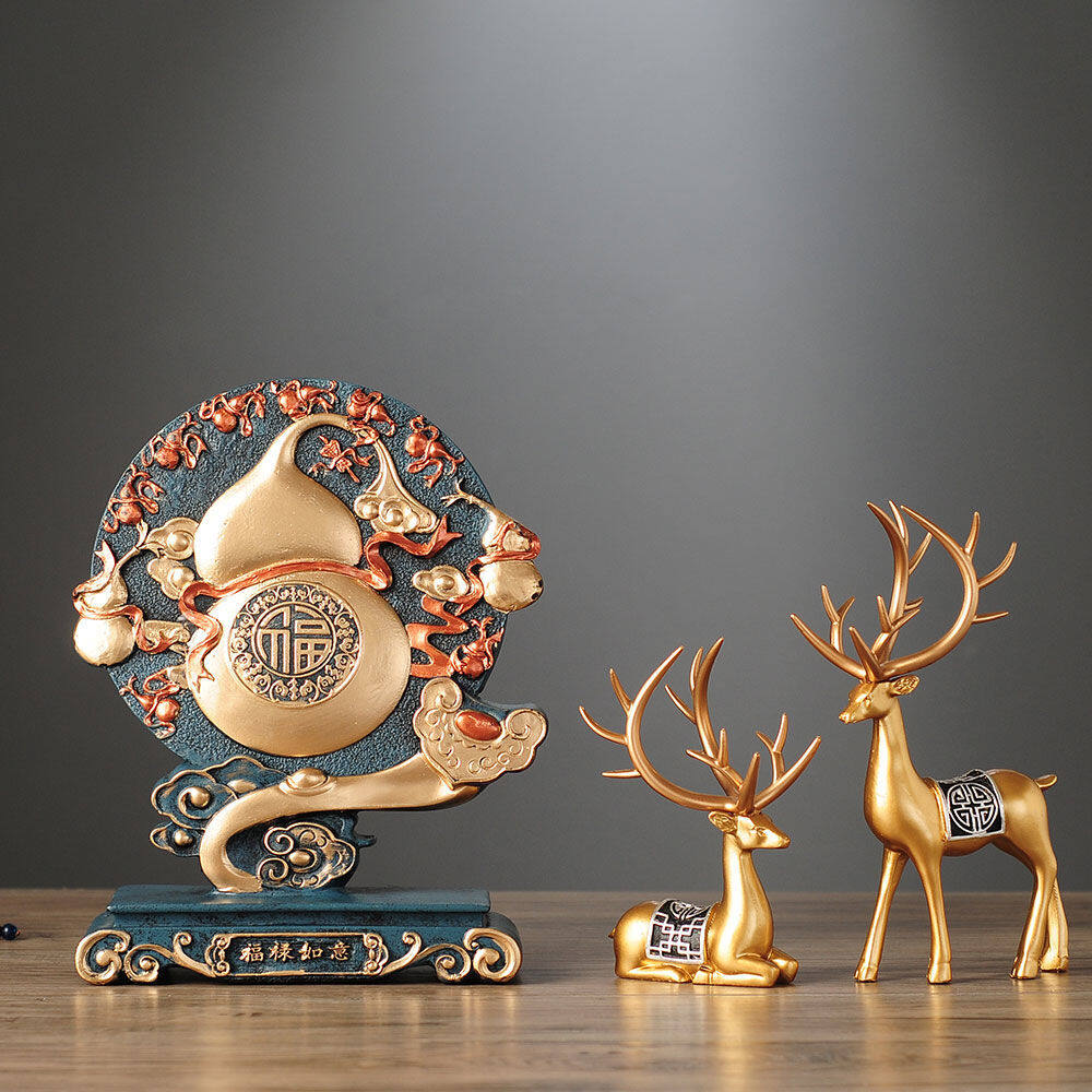 (3Pcs) Deer Ornaments Feng Shui Decoration Lucky Chinese Style Home Decoration Living Room Display Housewarming Gifts Living Room TV Cabinet Decorations
