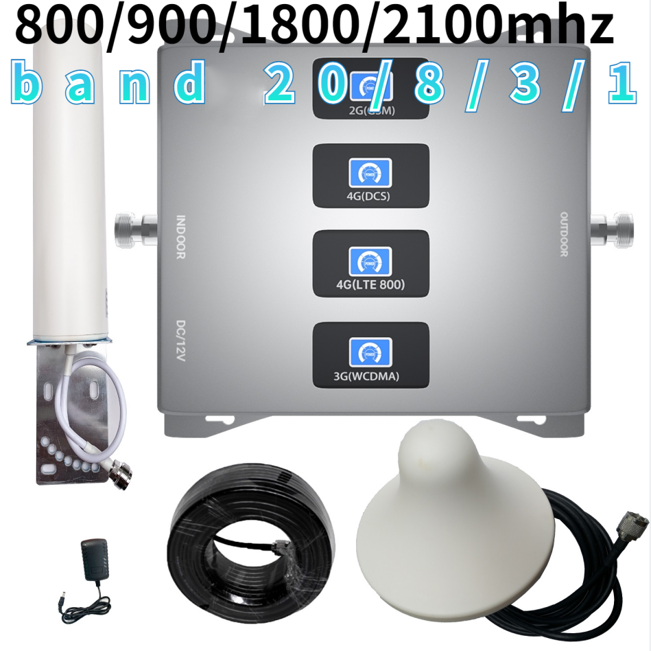 Booster Segnale Cellulare Amplificatore Segnale GSM 4G/3G/2G - Band 1/8/20 Per Interni Miglioratore Rete Mobile - 7