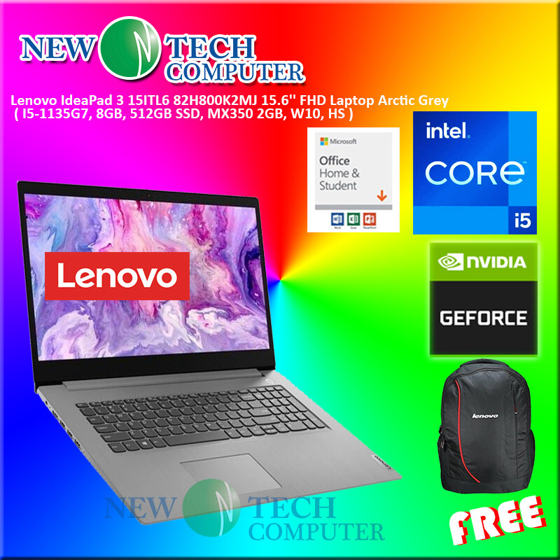 LAPTOP Lenovo IdeaPad 3 15ITL6 82H800K2MJ 15.6 FHD Arctic Grey ( I5-1135G7, 8GB, 512GB SSD, MX350 2GB, W10, HS ) Malaysia