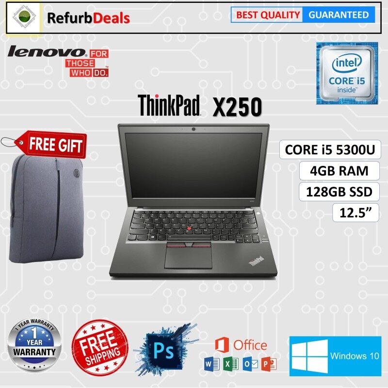 LENOVO ThinkPad X250 CORE i5- 5300U / 4GB RAM / 128GB SSD / 12.5 inch SCREEN / WINDOWS 10 Pro / REFURBISHED NOTEBOOK / LIGHT WEIGHT LAPTOP / CORE i5 LAPTOP / LENOVO LAPTOP Malaysia