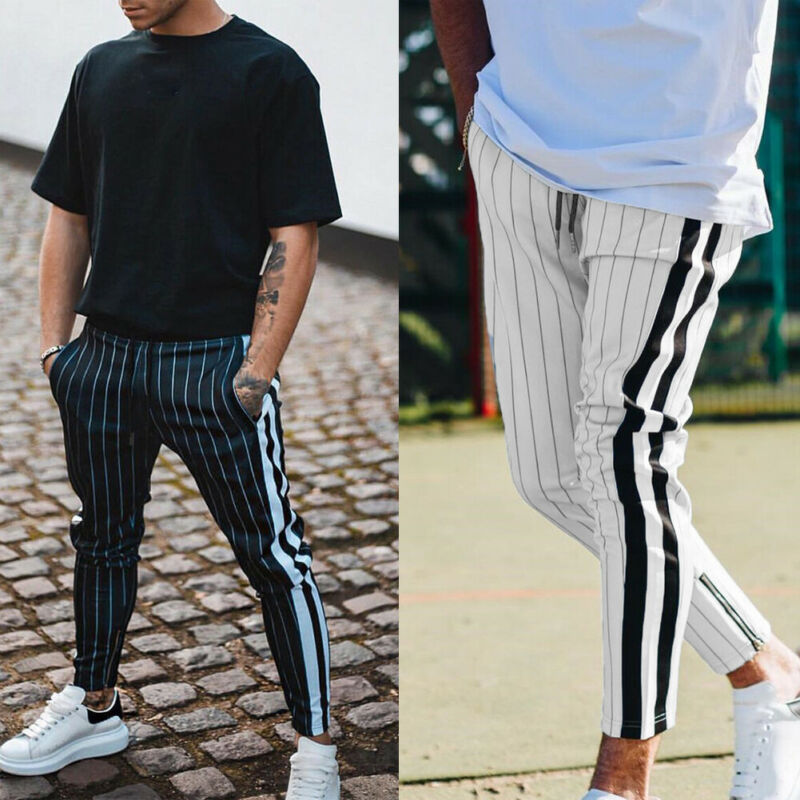 mens joggers with side stripe