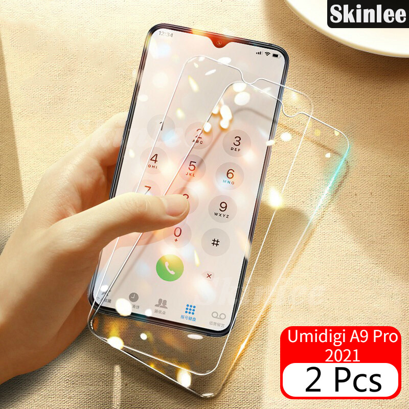 2 Pcs for Umidigi A9 Pro 2021 Screen Protector Tempered Glass Transparent Clear Screen Glass Film Casing for UMIDIGI A9 Pro 2021 Back Cover No Black Edges