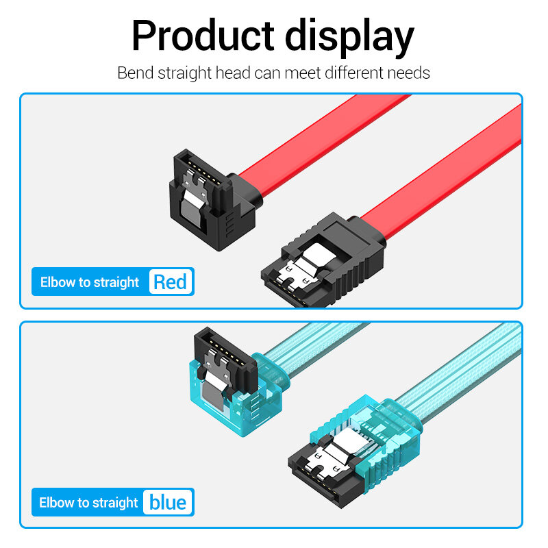 Vention SATA Cable 3.0 to Hard Disk Drive SSD HDD 90 Degree Right-Angle Cable Sata 50cm