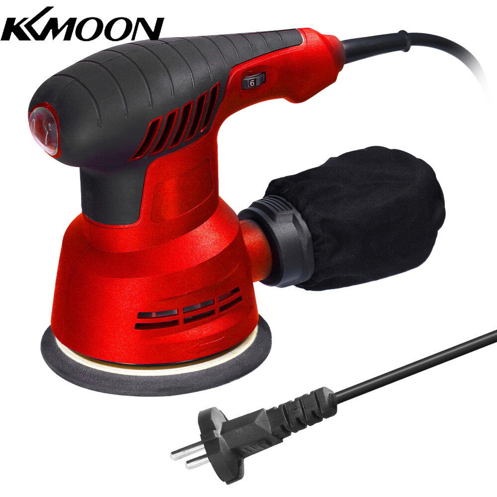 KKmoon 300W Handheld Electric Eccentric Sander 5 Inch 125mm Sanding Plate Electric Sander Wood Processing Furniture Car Polishing Machine with Dust Box 6 Speed Regulation