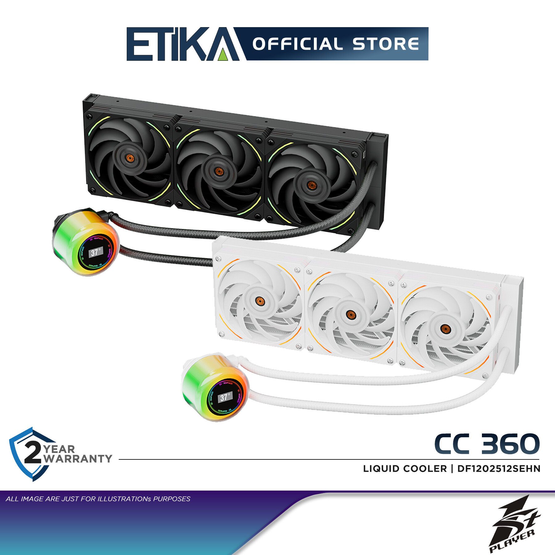 1st Player CC360 CPU AiO Liquid Cooler with 3x 120mm Fan